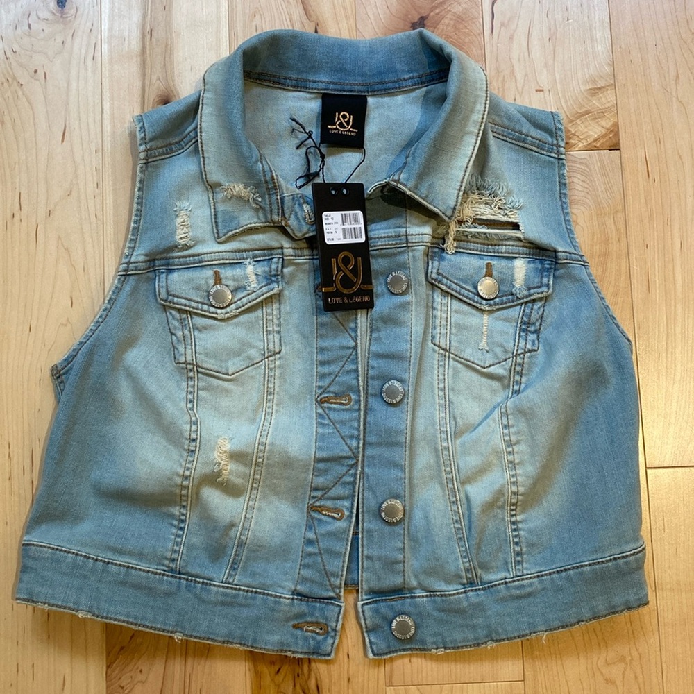 New with tags, Love and Legend distressed jeans vest - Picture 1 of 3